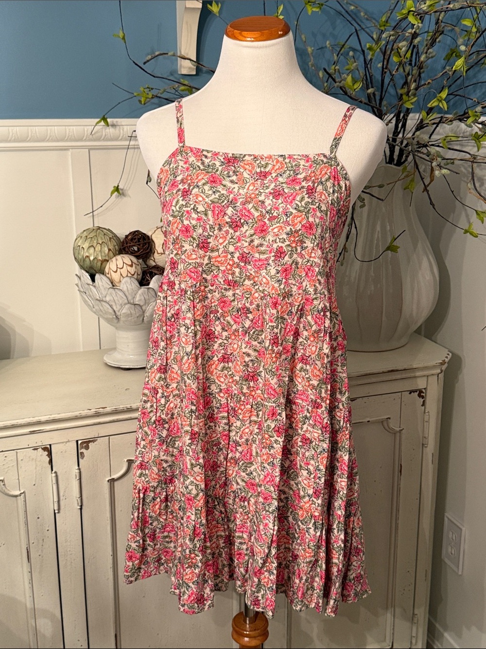 Old Navy Pink Floral Spaghetti Strap Sundress